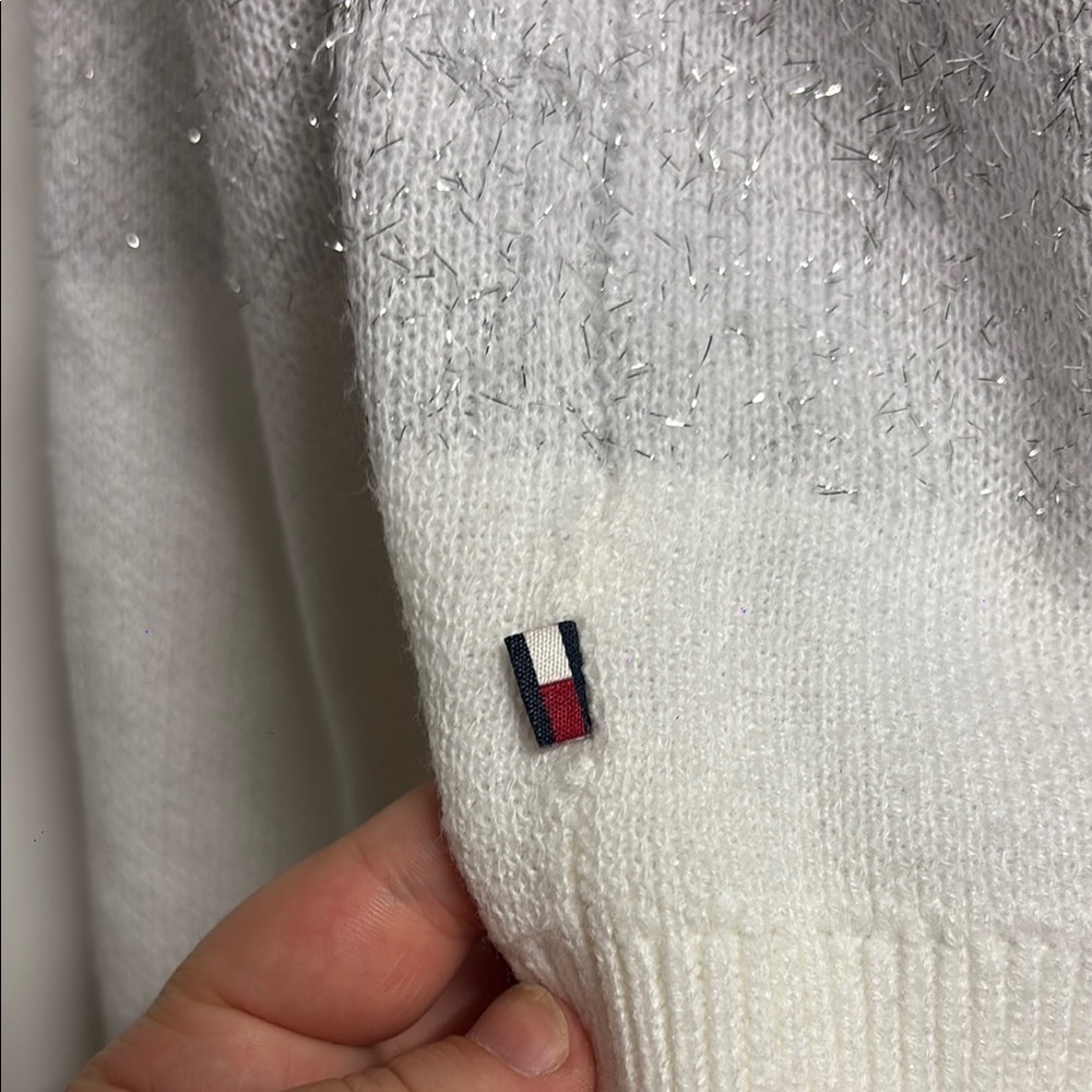 Tommy Hilfiger Gray and White Tinsel Crew Neck Sweater with Gradient Effect - Picture 5 of 6